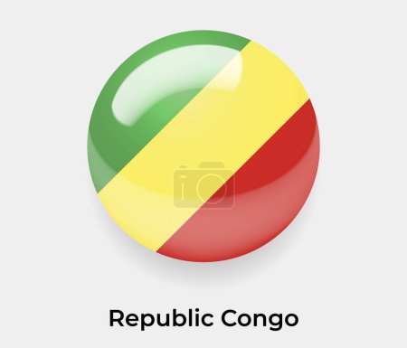 Ilustración de República Congo brillante bandera burbuja círculo redondo forma icono vector ilustración vidrio - Imagen libre de derechos