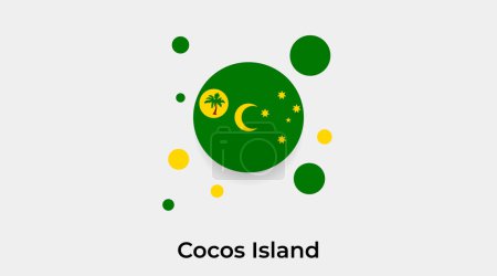 Ilustración de Isla de Cocos bandera burbuja círculo forma redonda icono colorido vector ilustración - Imagen libre de derechos