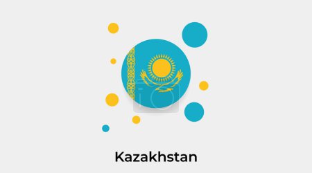 Téléchargez les illustrations : Drapeau Kazakhstan bulle cercle forme ronde icône vectoriel coloré illustration - en licence libre de droit