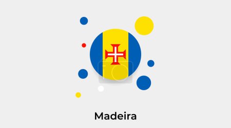 Ilustración de Madeira bandera burbuja círculo redondo forma icono colorido vector ilustración - Imagen libre de derechos