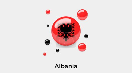 Ilustración de Albania bandera burbuja círculo redondo forma icono colorido vector ilustración - Imagen libre de derechos
