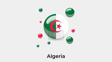 Ilustración de Argelia bandera burbuja círculo redondo forma icono colorido vector ilustración - Imagen libre de derechos