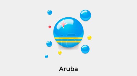 Illustration for Aruba flag bubble circle round shape icon colorful vector illustration - Royalty Free Image