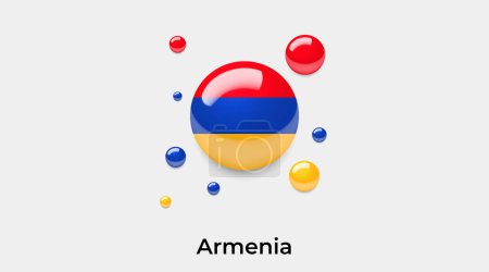 Téléchargez les illustrations : Arménie drapeau bulle cercle forme ronde icône vectoriel coloré illustration - en licence libre de droit