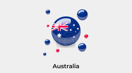 Téléchargez les illustrations : Australie drapeau bulle cercle forme ronde icône vectoriel coloré illustration - en licence libre de droit