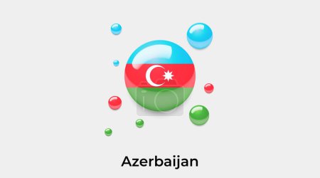 Illustration for Azerbaijan flag bubble circle round shape icon colorful vector illustration - Royalty Free Image