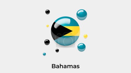 Illustration for Bahamas flag bubble circle round shape icon colorful vector illustration - Royalty Free Image