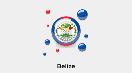 Ilustración de Belice bandera burbuja círculo redondo forma icono colorido vector ilustración - Imagen libre de derechos