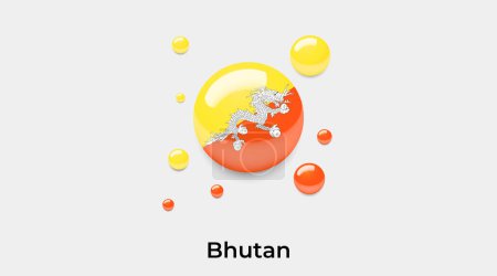 Téléchargez les illustrations : Bhoutan drapeau bulle cercle forme ronde icône vectoriel coloré illustration - en licence libre de droit