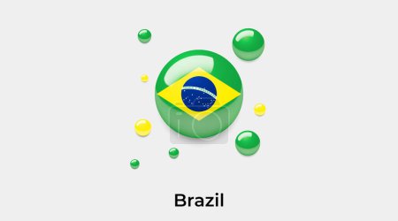 Téléchargez les illustrations : Brésil drapeau bulle cercle forme ronde icône vectoriel coloré illustration - en licence libre de droit