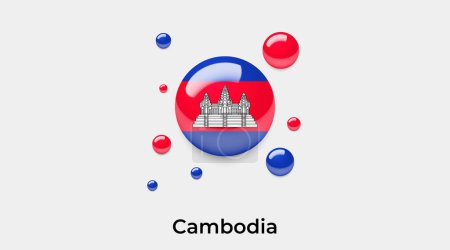 Ilustración de Bandera de Camboya burbuja círculo redondo forma icono colorido vector ilustración - Imagen libre de derechos