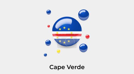 Téléchargez les illustrations : Drapeau Cap-Vert bulle cercle forme ronde icône vectoriel coloré illustration - en licence libre de droit
