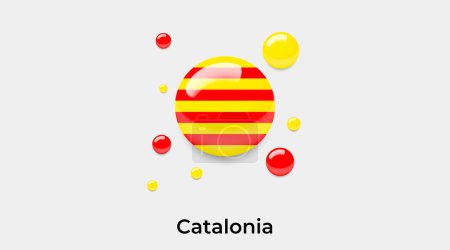Ilustración de Bandera de Cataluña burbuja círculo redondo forma icono colorido vector ilustración - Imagen libre de derechos