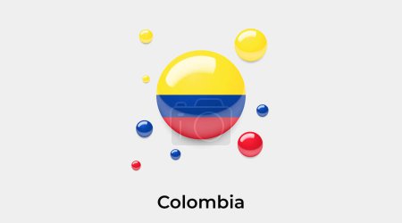 Téléchargez les illustrations : Colombie drapeau bulle cercle forme ronde icône vectoriel coloré illustration - en licence libre de droit