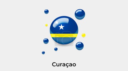 Téléchargez les illustrations : Curaçao drapeau bulle cercle forme ronde icône vectoriel coloré illustration - en licence libre de droit