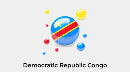 Ilustración de República Democrática Congo bandera burbuja círculo forma redonda icono colorido vector ilustración - Imagen libre de derechos