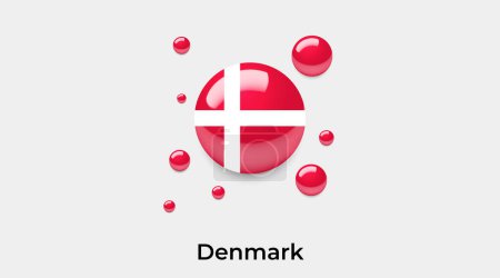 Ilustración de Bandera de Dinamarca burbuja círculo redondo forma icono colorido vector ilustración - Imagen libre de derechos