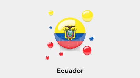Illustration for Ecuador flag bubble circle round shape icon colorful vector illustration - Royalty Free Image