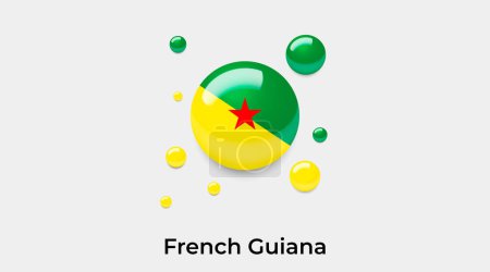 Ilustración de Bandera de Guayana francesa burbuja círculo forma redonda icono colorido vector ilustración - Imagen libre de derechos