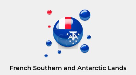 Téléchargez les illustrations : Drapeau des Terres australes et antarctiques français bulle cercle forme ronde icône illustration vectorielle colorée - en licence libre de droit