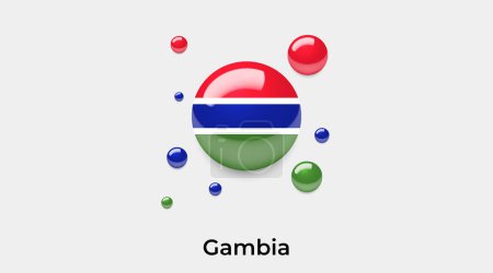 Téléchargez les illustrations : Gambie drapeau bulle cercle forme ronde icône vectoriel coloré illustration - en licence libre de droit