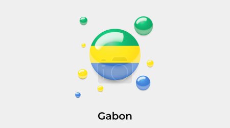 Téléchargez les illustrations : Gabon drapeau bulle cercle forme ronde icône vectoriel coloré illustration - en licence libre de droit