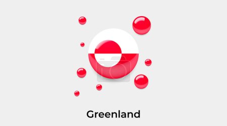 Téléchargez les illustrations : Drapeau du Groenland bulle cercle forme ronde icône vectoriel coloré illustration - en licence libre de droit