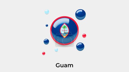 Ilustración de Guam bandera burbuja círculo redondo forma icono colorido vector ilustración - Imagen libre de derechos