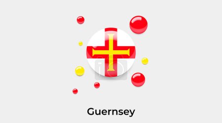 Ilustración de Guernsey bandera burbuja círculo forma redonda icono colorido vector ilustración - Imagen libre de derechos