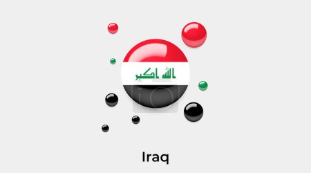 Téléchargez les illustrations : Irak drapeau bulle cercle forme ronde icône vectoriel coloré illustration - en licence libre de droit