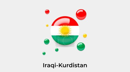 Illustration for Iraqi Kurdistan flag bubble circle round shape icon colorful vector illustration - Royalty Free Image