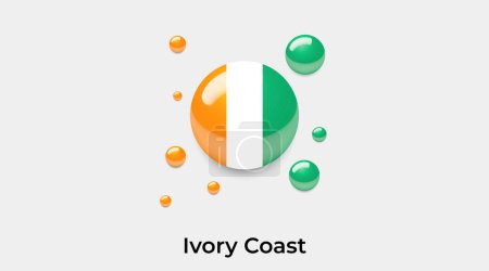 Téléchargez les illustrations : Drapeau Côte d'Ivoire bulle cercle forme ronde icône vectoriel coloré illustration - en licence libre de droit