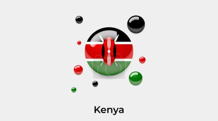 Téléchargez les illustrations : Drapeau Kenya bulle cercle forme ronde icône vectoriel coloré illustration - en licence libre de droit