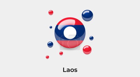 Ilustración de Bandera de Laos burbuja círculo forma redonda icono colorido vector ilustración - Imagen libre de derechos