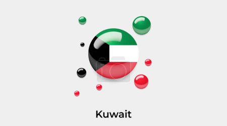 Illustration for Kuwait flag bubble circle round shape icon colorful vector illustration - Royalty Free Image
