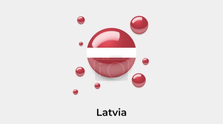 Téléchargez les illustrations : Lettonie drapeau bulle cercle forme ronde icône vectoriel coloré illustration - en licence libre de droit