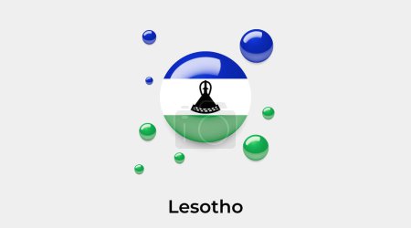 Téléchargez les illustrations : Drapeau Lesotho bulle cercle forme ronde icône vectoriel coloré illustration - en licence libre de droit