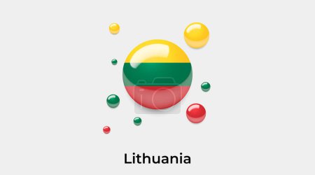 Téléchargez les illustrations : Lituanie drapeau bulle cercle forme ronde icône vectoriel coloré illustration - en licence libre de droit
