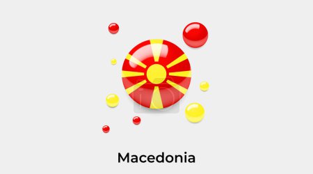 Téléchargez les illustrations : Drapeau de Macédoine bulle cercle forme ronde icône vectoriel coloré illustration - en licence libre de droit