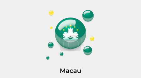 Illustration for Macau flag bubble circle round shape icon colorful vector illustration - Royalty Free Image