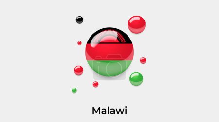 Ilustración de Malawi bandera burbuja círculo redondo forma icono colorido vector ilustración - Imagen libre de derechos