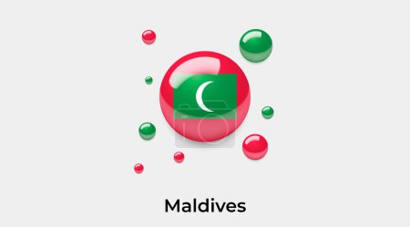 Ilustración de Maldivas bandera burbuja círculo forma redonda icono colorido vector ilustración - Imagen libre de derechos