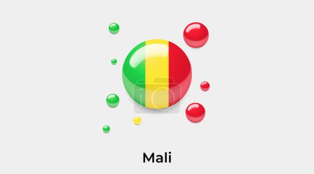 Téléchargez les illustrations : Drapeau Mali bulle cercle forme ronde icône vectoriel coloré illustration - en licence libre de droit