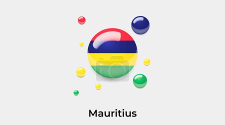 Illustration for Mauritius flag bubble circle round shape icon colorful vector illustration - Royalty Free Image