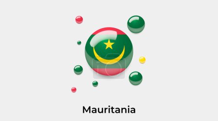 Téléchargez les illustrations : Mauritanie drapeau bulle cercle forme ronde icône vectoriel coloré illustration - en licence libre de droit