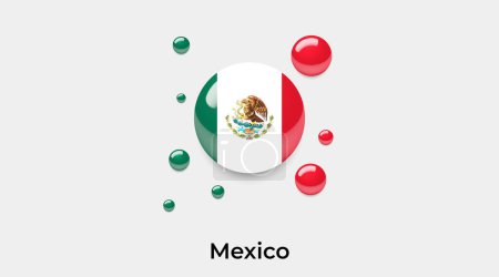 Illustration for Mexico flag bubble circle round shape icon colorful vector illustration - Royalty Free Image