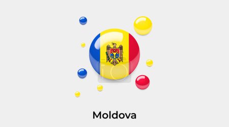 Téléchargez les illustrations : Moldavie drapeau bulle cercle forme ronde icône vectoriel coloré illustration - en licence libre de droit