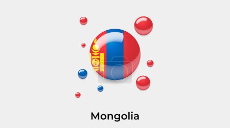 Téléchargez les illustrations : Drapeau Mongolie bulle cercle forme ronde icône vectoriel coloré illustration - en licence libre de droit