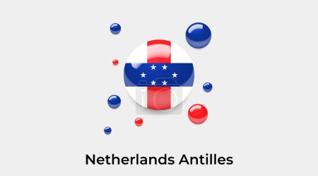 Téléchargez les illustrations : Antilles néerlandaises drapeau bulle cercle forme ronde icône vectoriel coloré illustration - en licence libre de droit