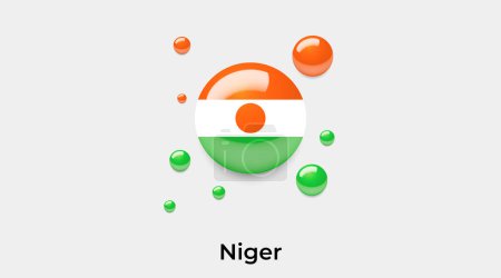 Ilustración de Bandera de Níger burbuja círculo redondo forma icono colorido vector ilustración - Imagen libre de derechos